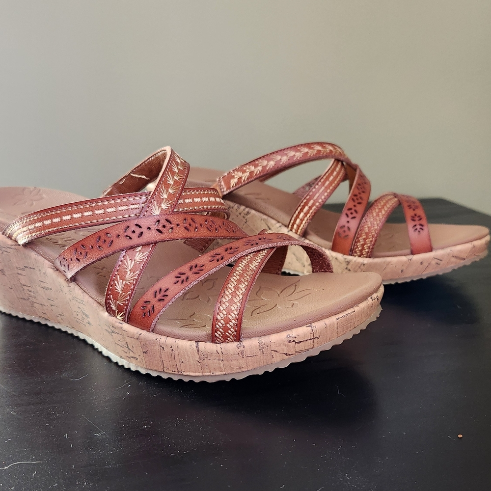 Skechers Brown Strappy Wedge Sandals